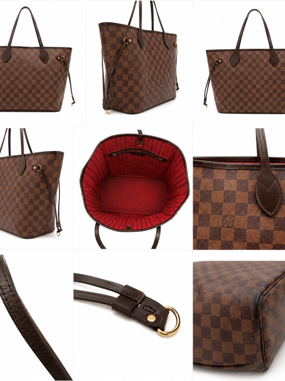 LOUIS VUITTON MONOGRAM NEVERFULL MM with Distinctive Checkered Pattern